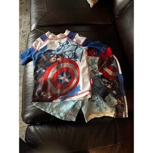Avengers, Captain America, boys 3T swim set- sun shirt & Trunks